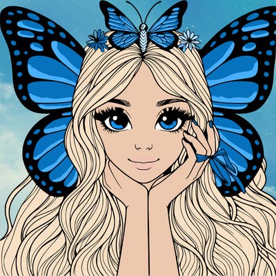 butterfly realistic girl