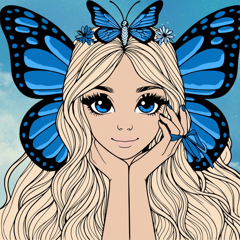 butterfly realistic girl