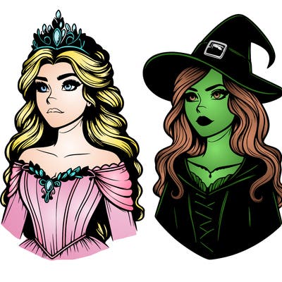 princess and witch realistic
