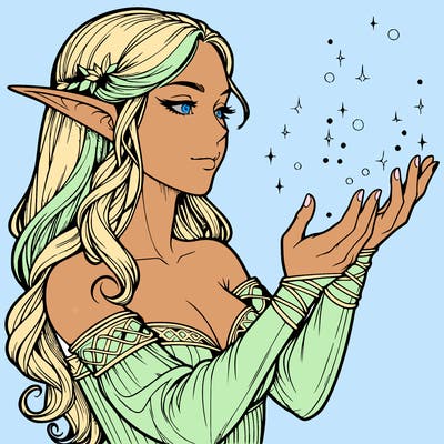 realistic elf girl doing magic