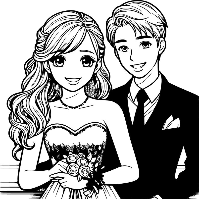 a realistic girl and boy at prom