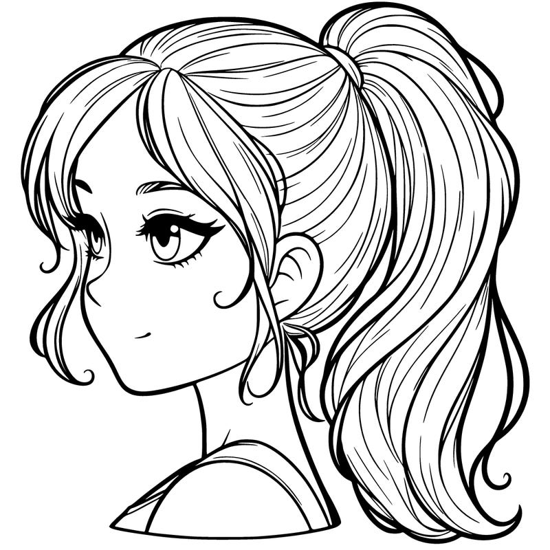 a realistic girl with a ponytail