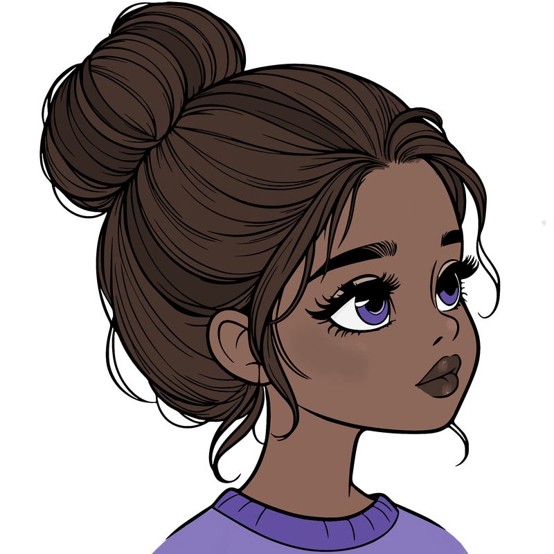 realistic girl with bun