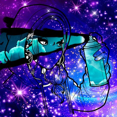 a realistic girl, spray painting