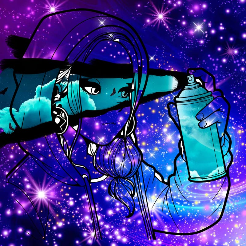 a realistic girl, spray painting