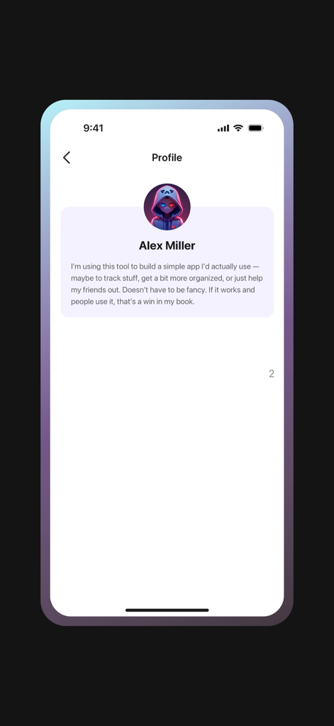 User profile interface built with OnSpace AI mobile app builder