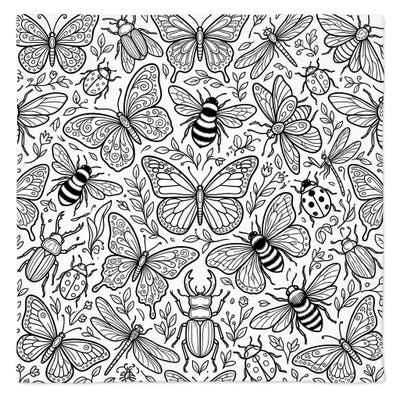 Explore the fascinating world of insects with this beautifully detailed coloring page, featuring a dense pattern of butterflies, bees, beetles, and dragonflies. Perfect for a relaxing and creative coloring session, this design promises hours of artistic enjoyment.