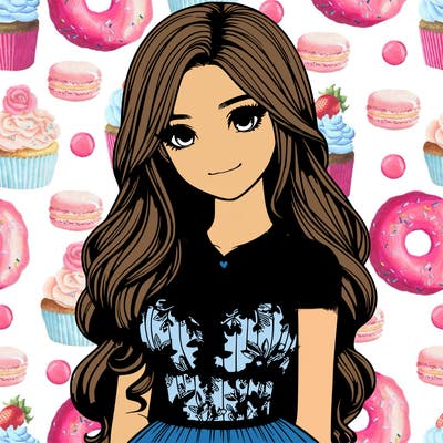 realistic girl with long hair and pretty prom dress