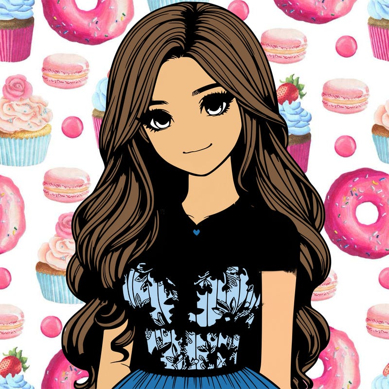 realistic girl with long hair and pretty prom dress