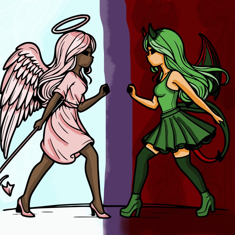 angel vs devil girl realistic