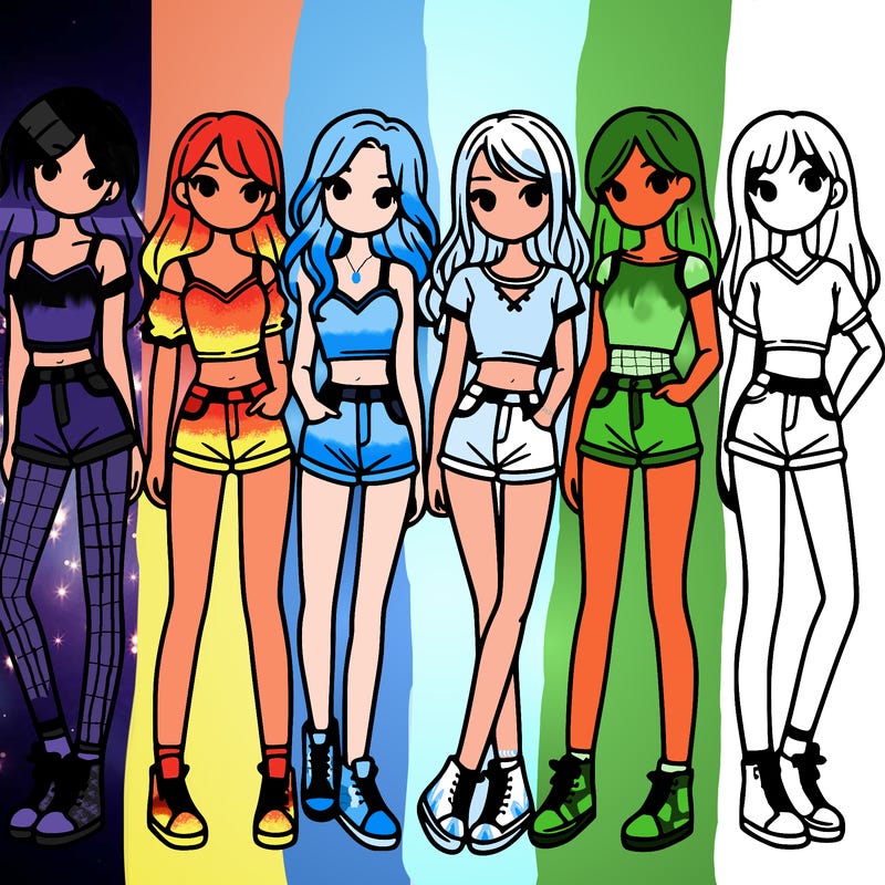 a group of girls wearing crop tops and shorts