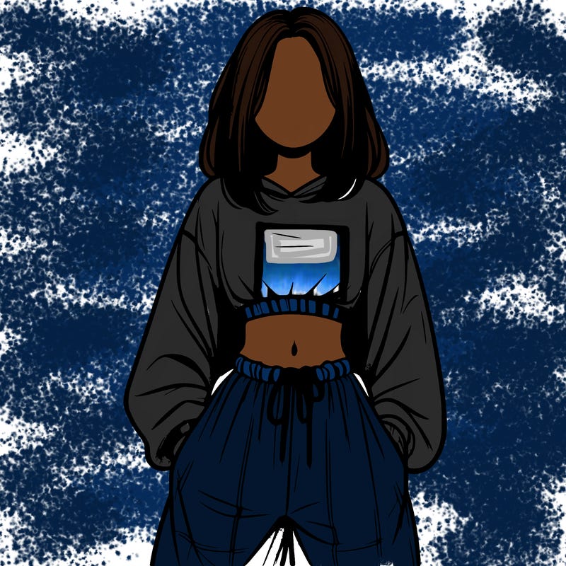 realistic girl faceless with baggy pants and a crop top