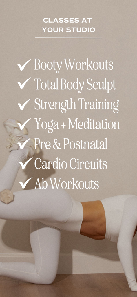 Studio KSL 앱의 근력 운동, 요가, 산전 프로그램 등 운동 수업 목록