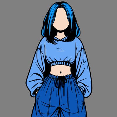 realistic girl faceless with baggy pants and a crop top