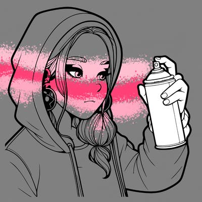 a realistic girl, spray painting