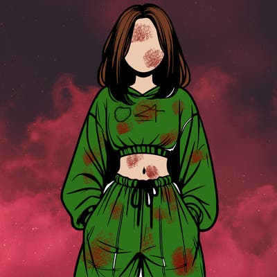 realistic girl faceless with baggy pants and a crop top