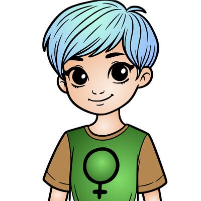 girl with pixie cut and feminist shirt