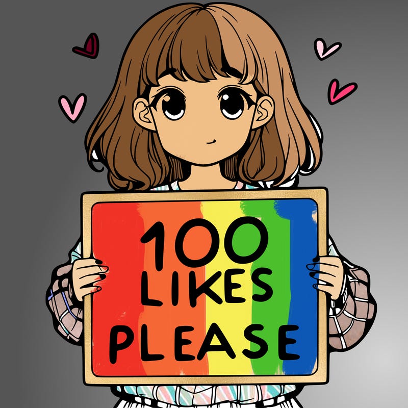 a girl holding a sign saying 100 likes please
