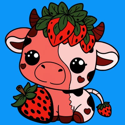 cute strawberry cow