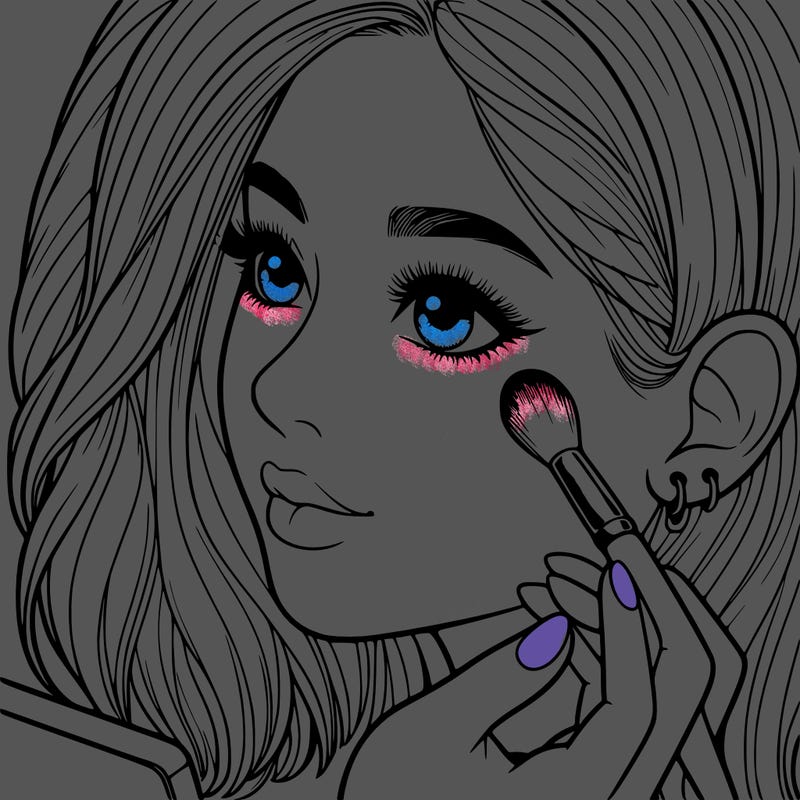 a realistic girl doing her makeup