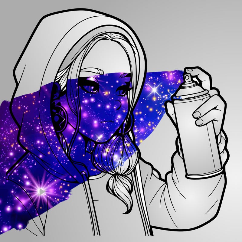 a realistic girl, spray painting