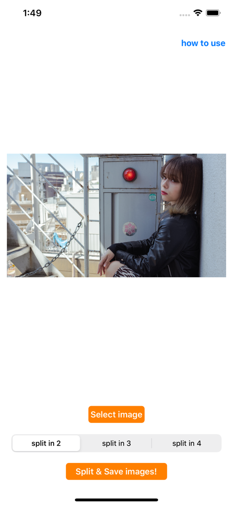 TweetSplit 앱 인터페이스로, 소셜 미디어용으로 이미지를 여러 부분으로 분할하도록 선택되었음을 보여줍니다.