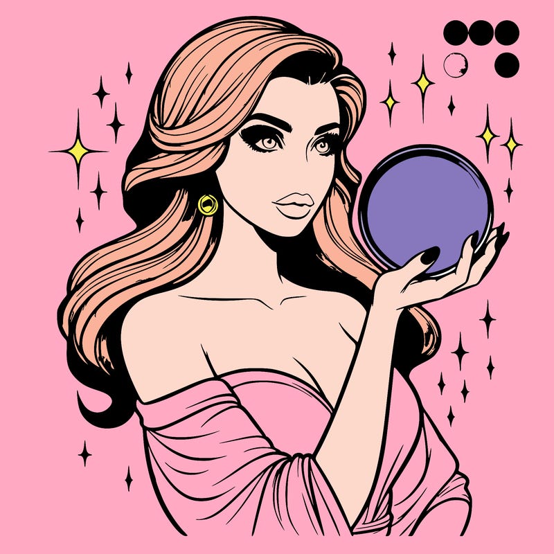 realistic woman holding a crystal ball