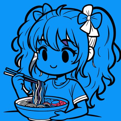 a girl eating ramen