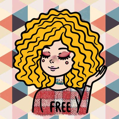 free woman with curly hair
