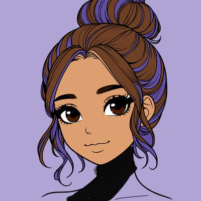 realistic pretty girl with hair in bun