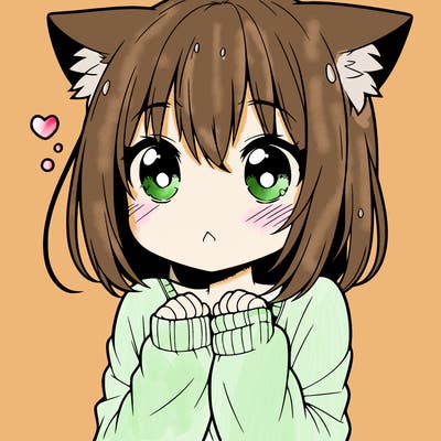 shy anime catgirl