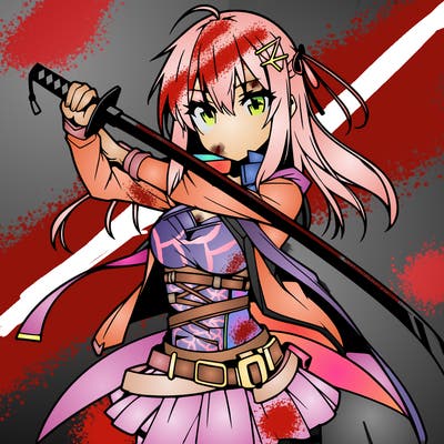 anime girl with sword in cool pose