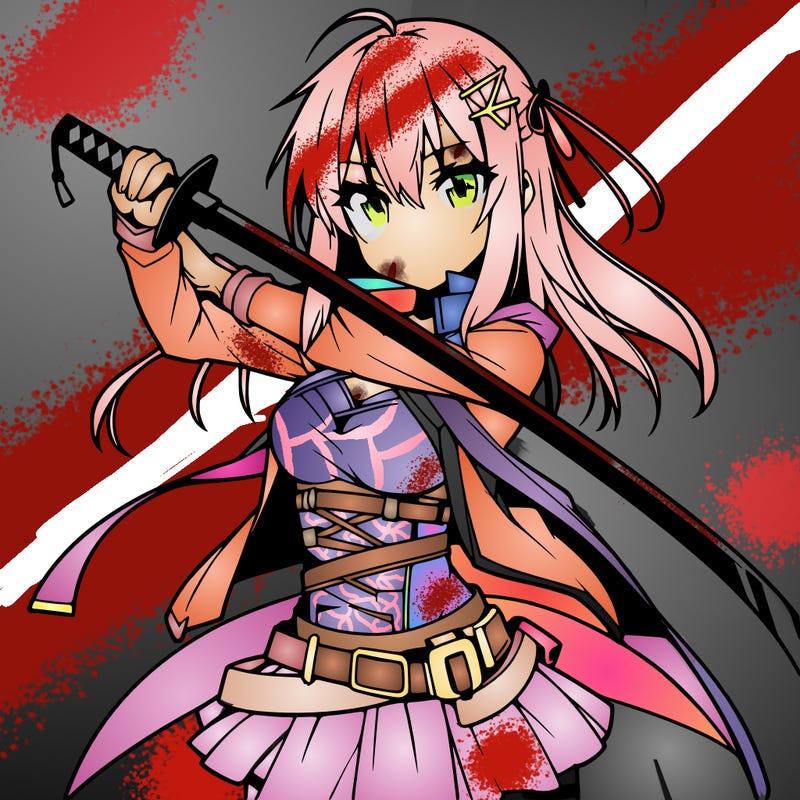 anime girl with sword in cool pose