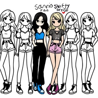 a group of girls wearing crop tops and shorts