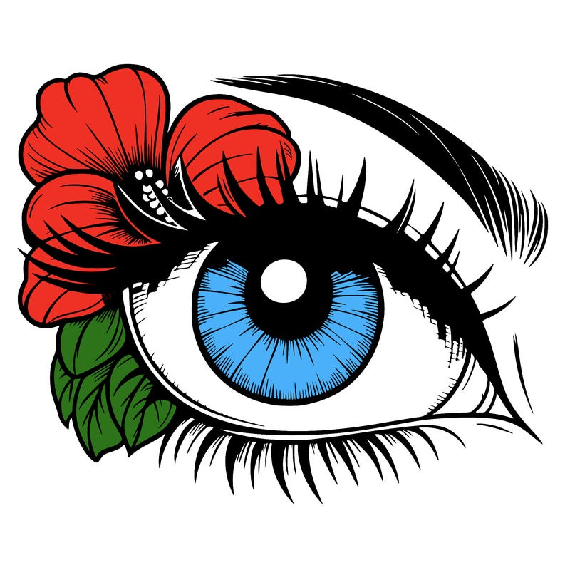 realistic eye with flower