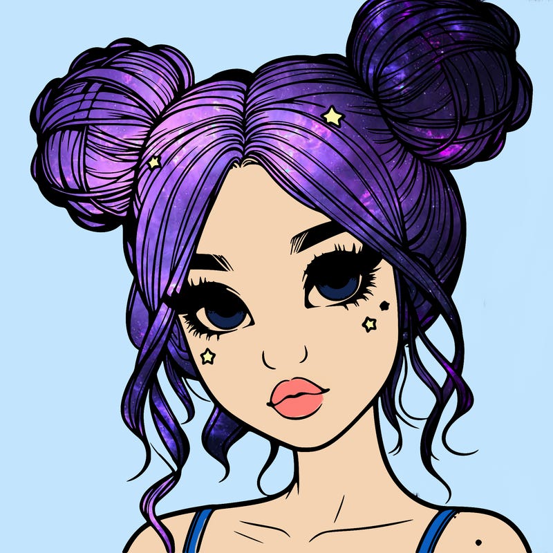 realistic girl with space buns