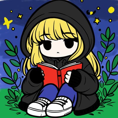 girl in oversized hoodie reading a book