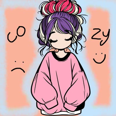 girl with baggy sweatshirt and messy bun