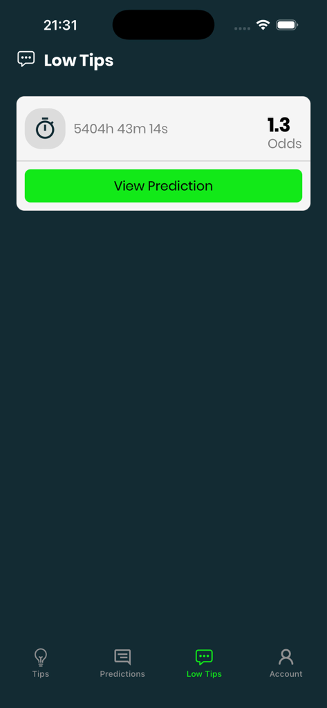 Winzone app interface showing sports prediction tips and odds on a dark themed screen
