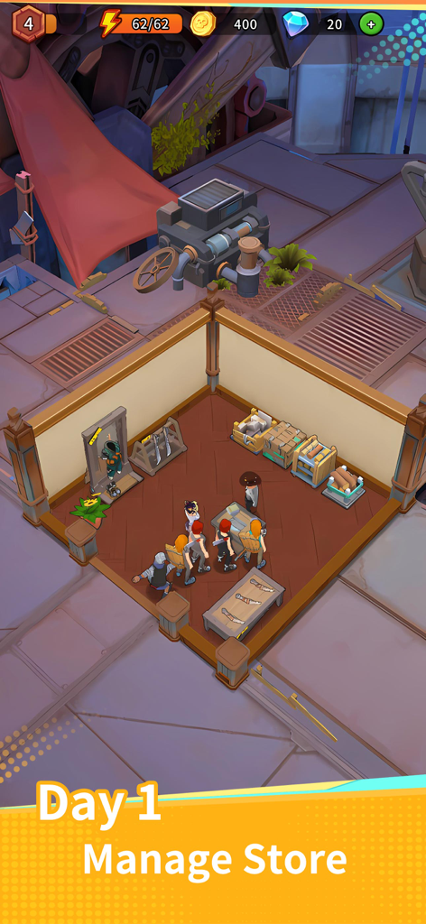 My Forge Shop: Sim Supermarket - マイ・フォージ・ショップ シム・スーパーマーケットで、初日から顧客と在庫のある鍛冶屋を経営する様子。