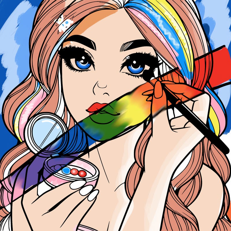 realistic girl doing makeup