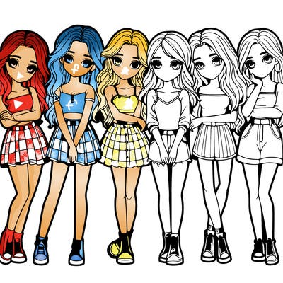 a group of girls realistic