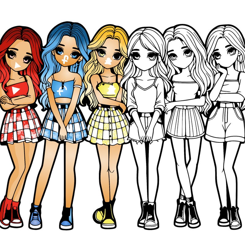 a group of girls realistic