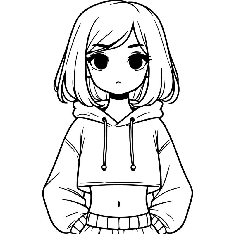 girl with a cropped hoodie on