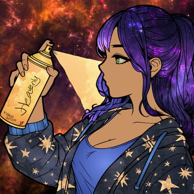 a realistic girl spray, painting