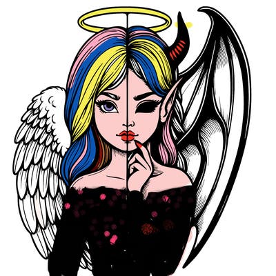 realistic angel half demon