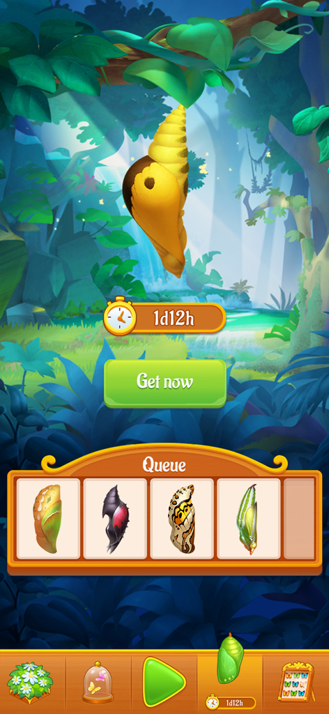 Solitaire Butterfly - Butterfly chrysalis nurturing and collection screen in Solitaire Butterfly game