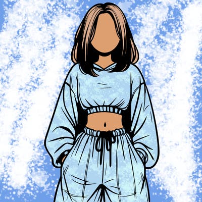 realistic girl faceless with baggy pants and a crop top