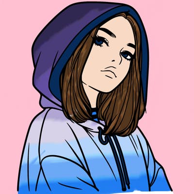 a realistic girl in a hoodie