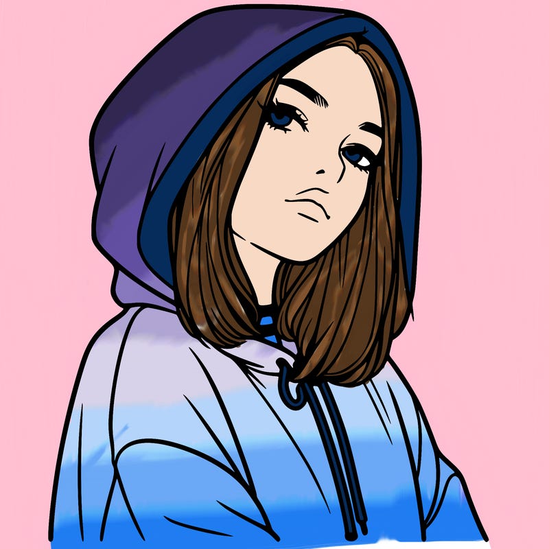 a realistic girl in a hoodie